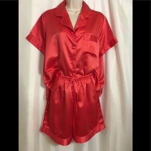 Ladies Coral Colored Short Pajama Set